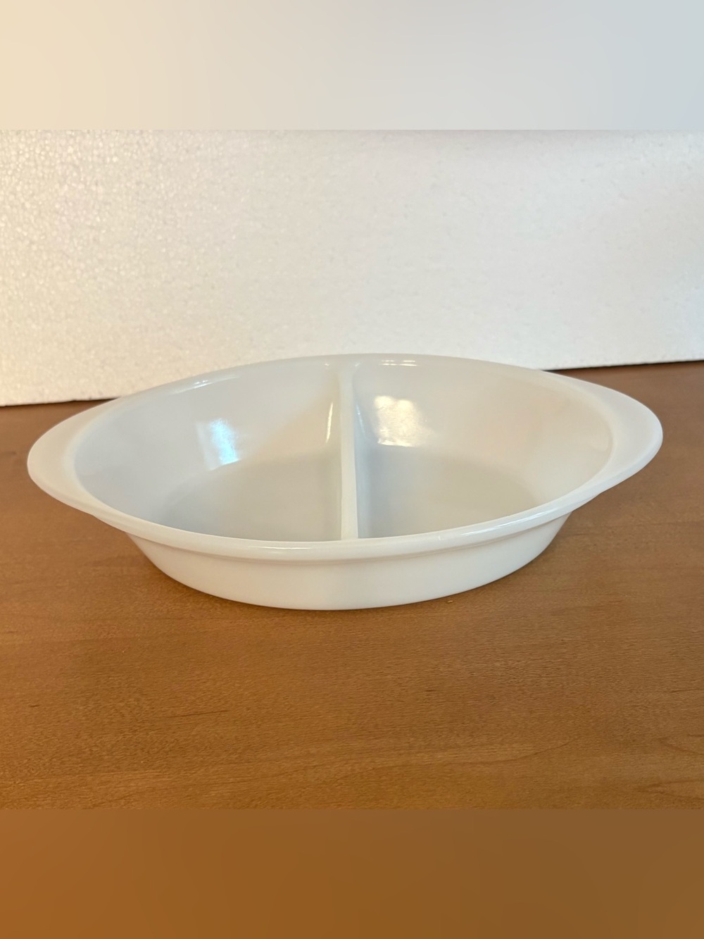 Vintage Glasbake Oval Divided Dish White Milk Glass J-239 Made in USA